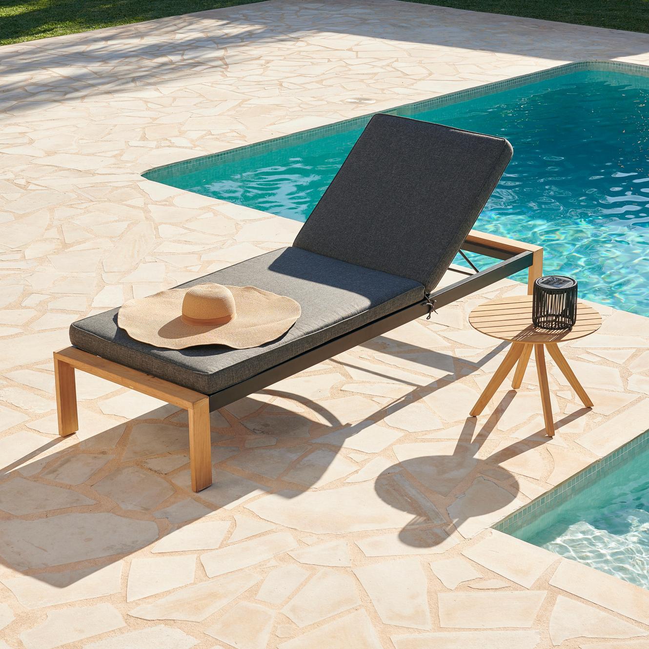 TEAK LUXE Chaise longue naturel