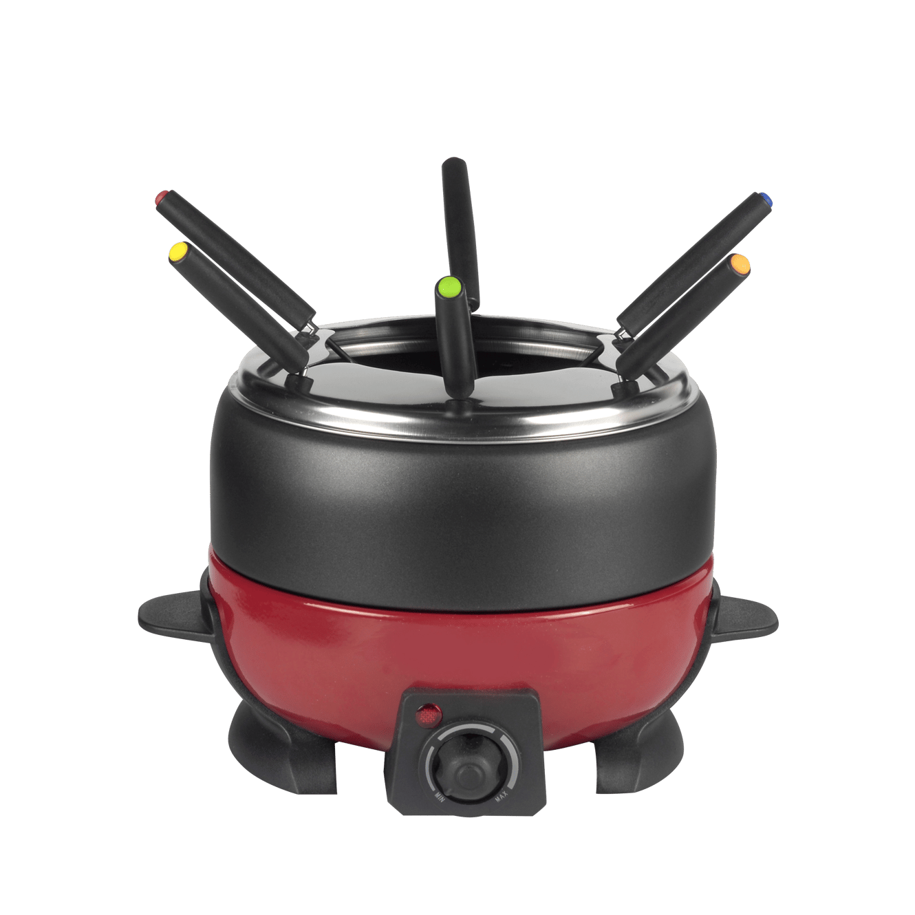 DINNER Conjunto de fondue com 6 garfos preto, vermelho