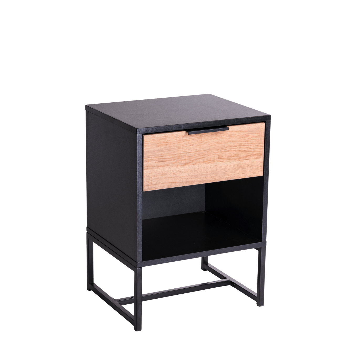 TRENTON Table de chevet noir, naturel