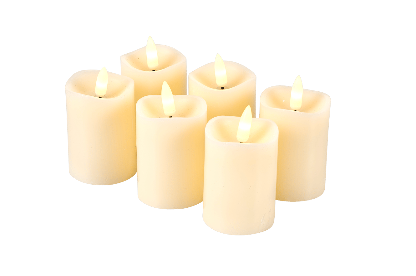 RUSTIC Velas LED juego de 6 marfil