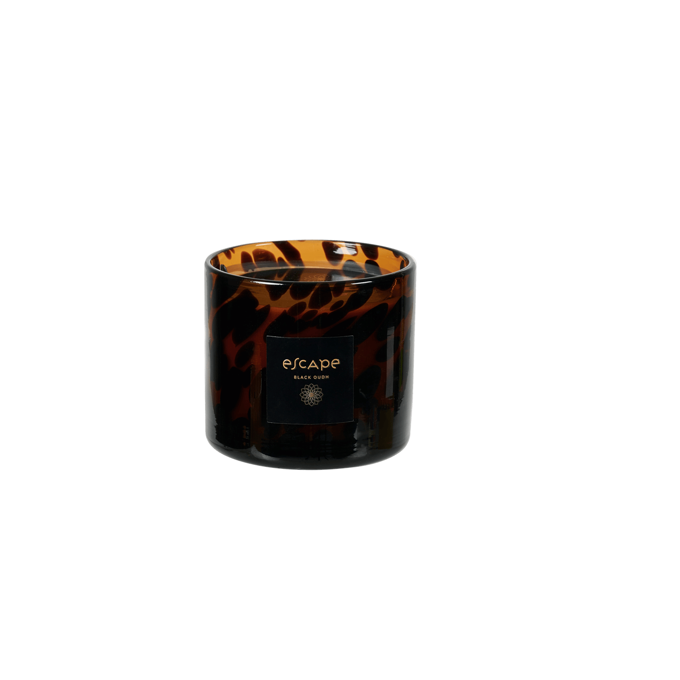 ESCAPE BLACK OUDH Bougie parfumée dans un verre noir, brun, multicolore