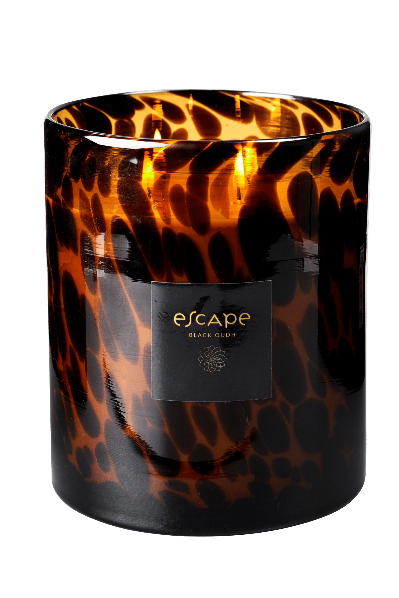 ESCAPE BLACK OUDH Geurkaars in glas zwart, bruin, oker