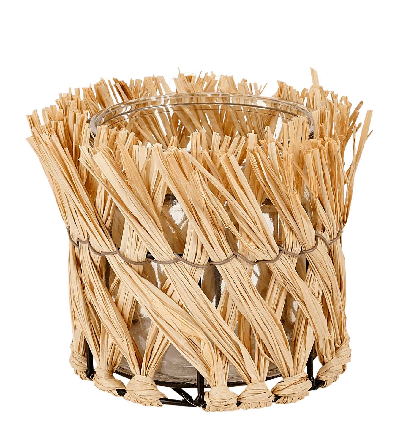 RAFFIA Windlicht naturel