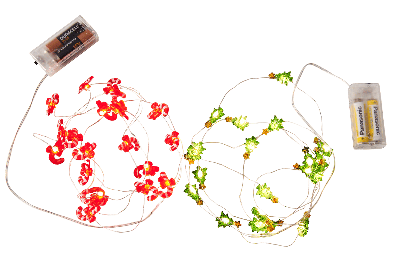 ARO Guirlande lumineuse avec 20 LEDs 2 motifs rouge, vert