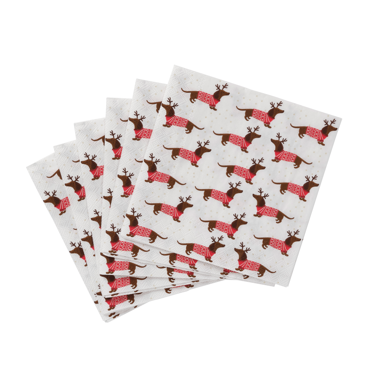 X-MAS DOG Set de 20 serviettes multicolore