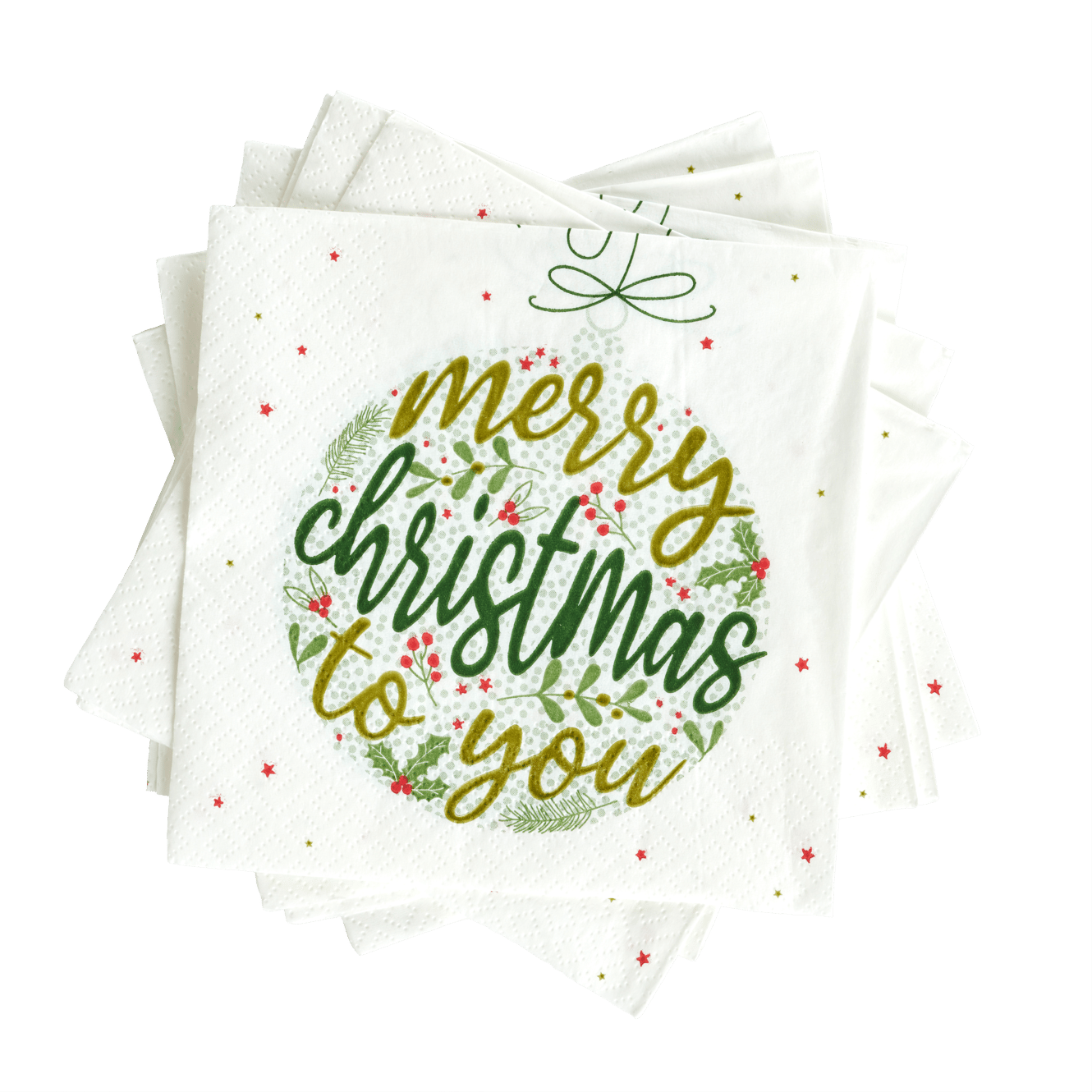 MERRY TO YOU Set van 20 servetten groen