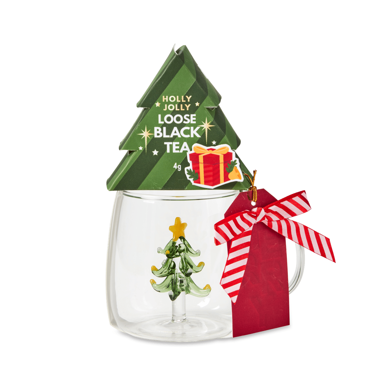 TEA TREE Geschenktasche Rot, Transparent, Dunkelgrün