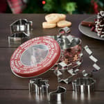 X-MAS Ausstechförmchen Set von 8 In Blechdose Silbern H 5,7 cm - Ø 13,5 cm