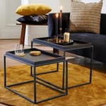 APOLLO Table d'appoint set de 2 noir H 38 x Larg. 55 x P 35 cm