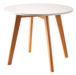 MATHIAS kindertafel met 2 stoelen naturel/wit H 49 cm - Ø 60 cm