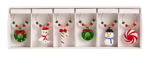 X-MAS Marque verre set de 6 multicolore H 2 x Larg. 19,5 x P 6 cm