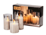 ION LED-Kerzen Set von 3 Grau Ø 7,5 cm