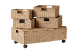 SEAGRASS Box portatutto con rotelle naturale H 23 x W 70 x D 40 cm