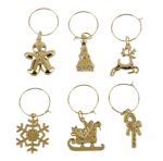 X-MAS GLAM Marcadores de copo conjunto de 6 dourado L 5,5 cm