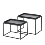 APOLLO Table d'appoint set de 2 noir H 38 x Larg. 55 x P 35 cm
