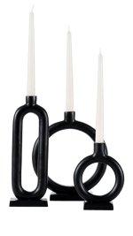 NOVA Kerzenständer Schwarz H 18 x B 13,5 x T 5,5 cm - Ø 2,1 cm