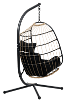BAZAI Silla colgante con soporte negro A 190 x An. 110 x P 96 cm