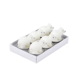 POLA 6 bougies chauffe-plat ours blanc blanc H 4,5 cm - Ø 3,5 cm