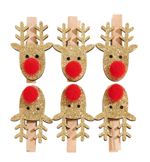 NOSY Decoratieve clip set van 6 rood, naturel