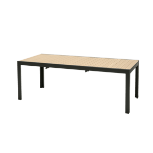 ETHAN Uittrekbare tafel zwart, naturel H 76 x B 95 x L 205 cm