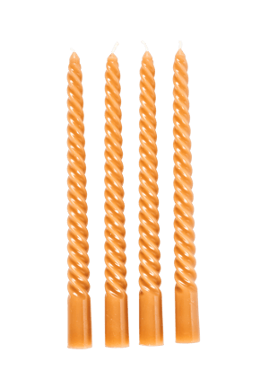 TWIST Velas retorcidas juego de 4 naranja A 25 cm - Ø 2,2 cm