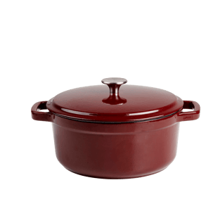 STEW Cocotte en fonte rond rouge foncé