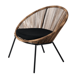 PAPAYO Chaise lounge avec coussin naturel H 76 x Larg. 78 x P 68 cm