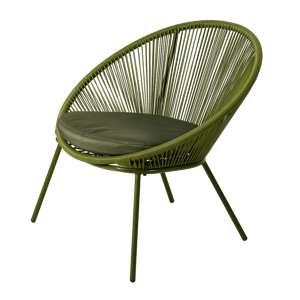 PAPAYO Sedia lounge con cuscino verde H 76 x W 78 x D 68 cm