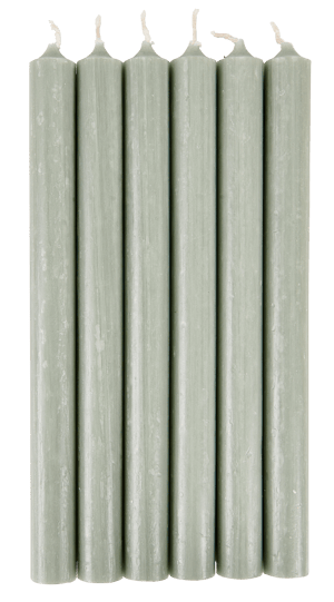 FINA Candele set di 6 verde H 25 cm - Ø 2,2 cm