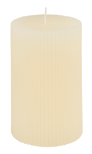 RUSTIC Bougie côtelée ivoire H 12 cm - Ø 8 cm