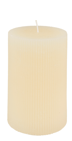 RUSTIC Bougie côtelée blanc H 15 cm - Ø 10 cm
