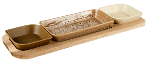 MAKSU Set tapas rectangulaire 4 pièces brun, naturel, olive, sable