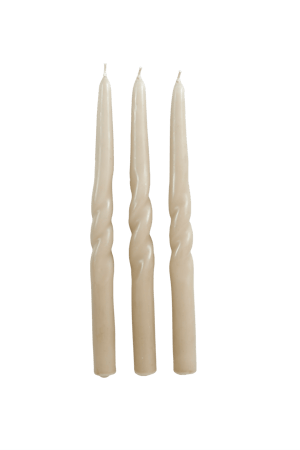 SPIRAL Conjunto de 3 velas taupe H 30 cm - Ø 2,2 cm
