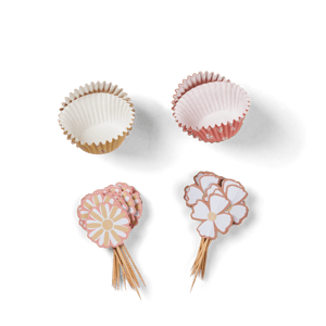 SPRINGTIME Set für Cupcakes Set von 48 Mint, Hellviolett H 19 x B 13,5 x T 4 cm
