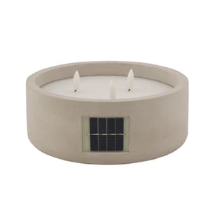 FUEGO Solar LED-Kerze Hellgrau H 8 cm - Ø 20 cm