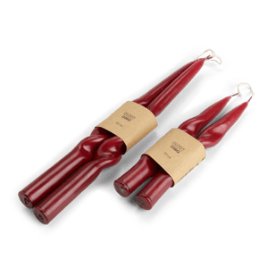 GLOSSY Set de 2 bougies rouge foncé