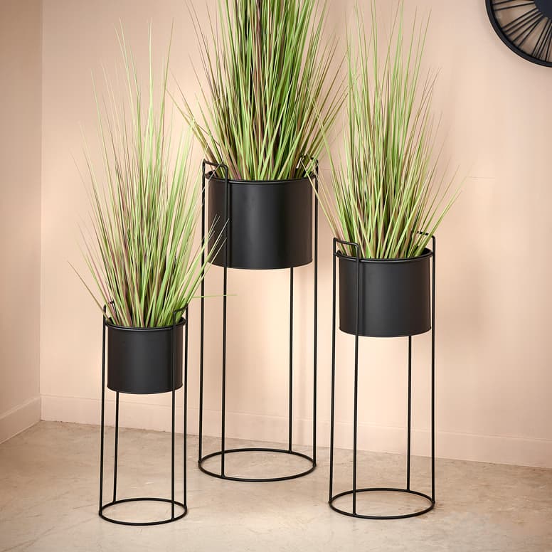 PLUTO Vaso per piante nero H 65 cm - Ø 23 cm