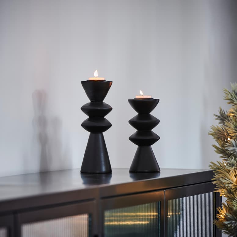 ZIGZAG Porta-velas para lamparinas preto H 22 cm - Ø 7,3 cm