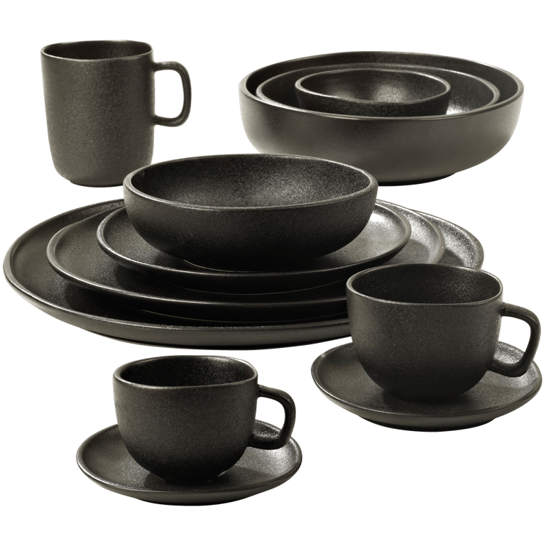 MAGMA Taza y plato tacita 11 CL negro - juego de 6  A 5,5 cm - Ø 7 cm