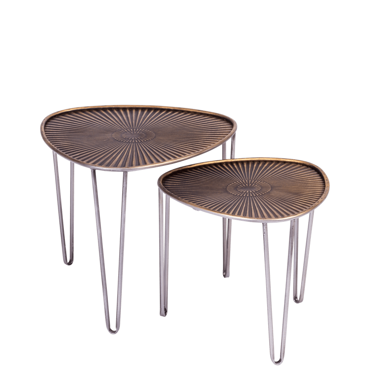 OVO Tables d'appoint set de 2 38X38X35CM/46.5X46.5X41CM argent, cuivre 