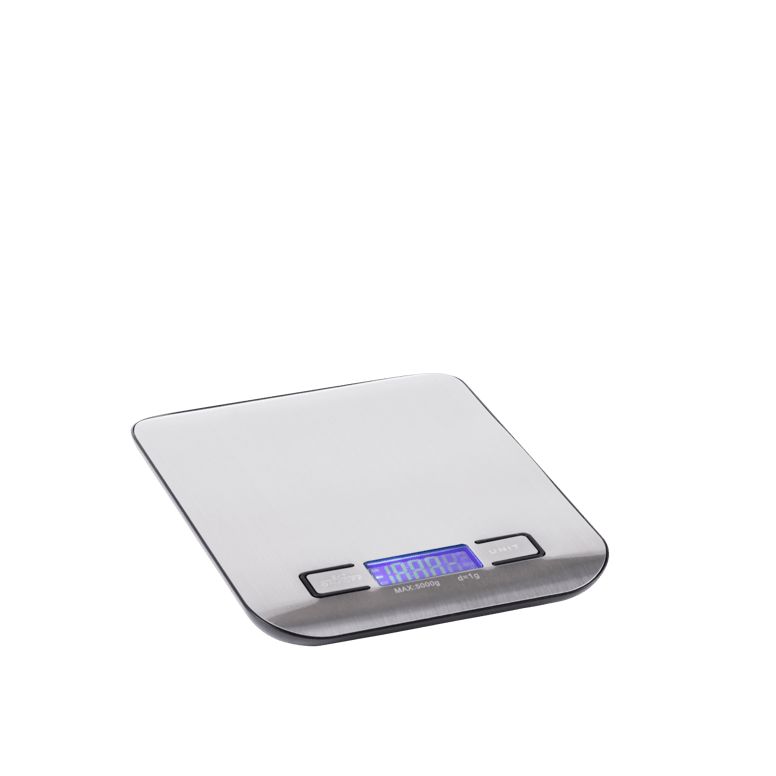 BASIC Balanza cocina digital metal, plateado A 1,8 x An. 13,8 x L 18 cm