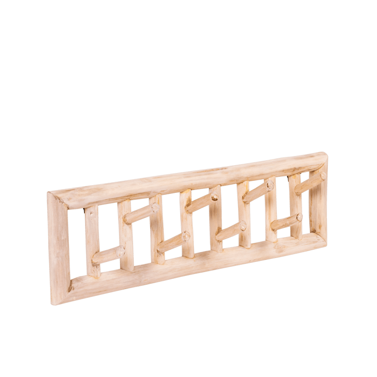 TEAK Appendiabiti da parete naturale H 20 x W 12 x L 70 cm