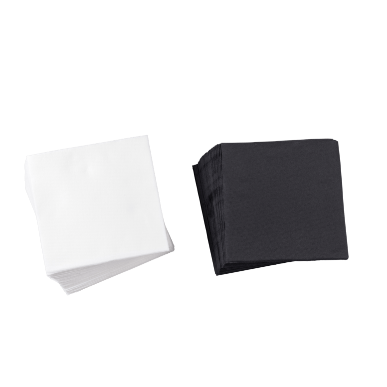 SOFT UNI Set de 50 serviettes 2 couleurs noir, blanc Larg. 38 x Long. 38 cm