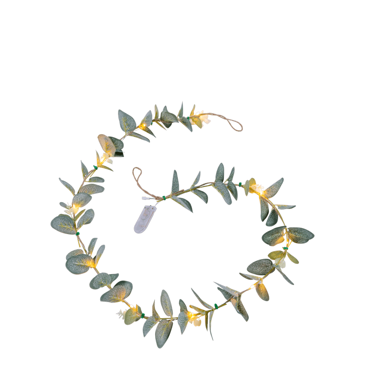 MIRTE Grinalda iluminada folha eucalipto L 120 cm