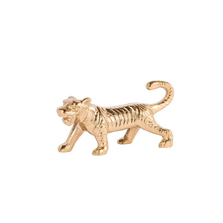 TIGER Tigre decorativo dourado H 8,5 x W 5 x L 16 cm