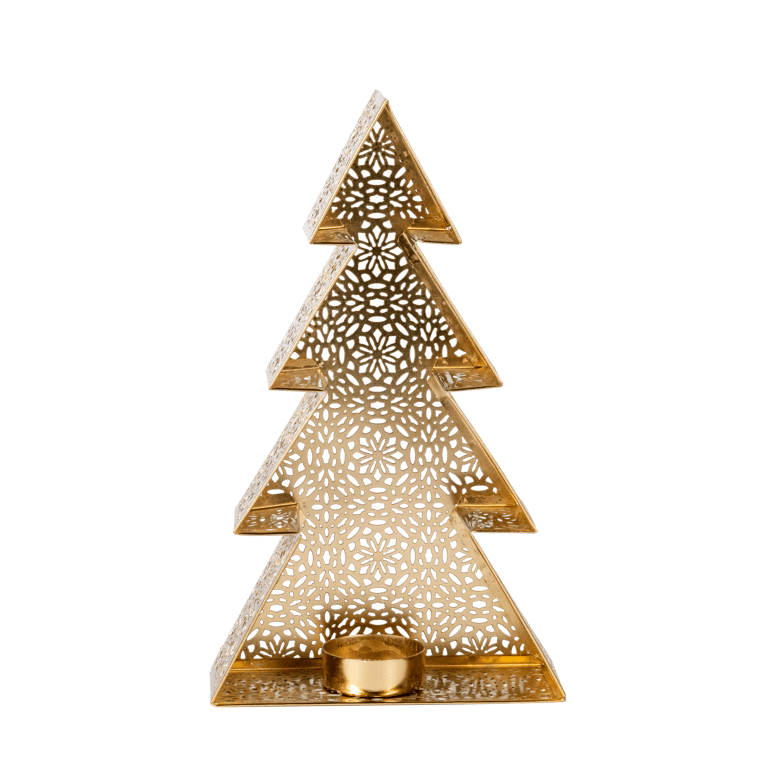 TREE Theelichthouder goud H 25 x B 15 x D 6 cm