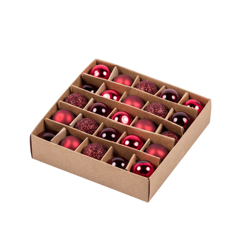 DARK RED Weihnachtskugel Set von 25 Rot Ø 2 cm