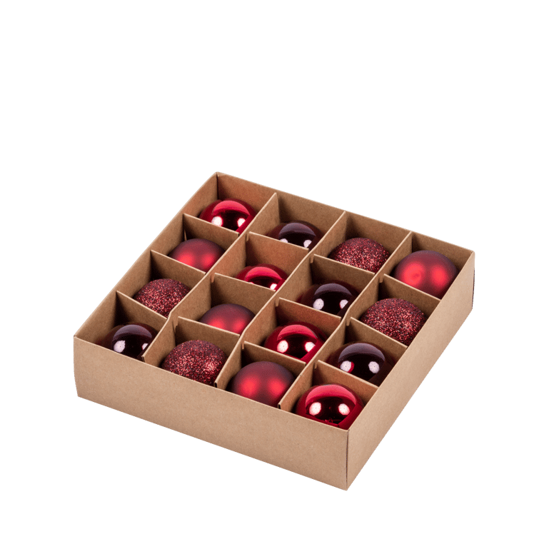 DARK RED Weihnachtskugel Set von 16 Rot Ø 4 cm