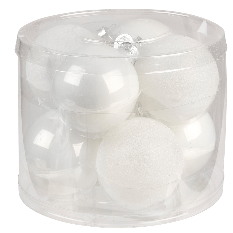 WHITE Kerstbal set van 8 wit Ø 7 cm