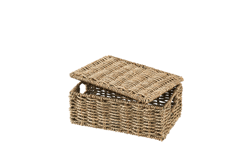 SEAGRASS Opbergmand S met deksel naturel H 13 x B 30 x D 19 cm